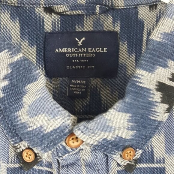 American Eagle Outfitters Shirt Mens Medium Blue Classic Fit Short Sleeve Casual - Picture 3 of 7